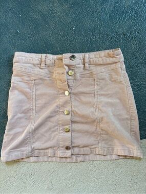 Forever 21 Light Pink Button-Front Corduroy Mini Skirt